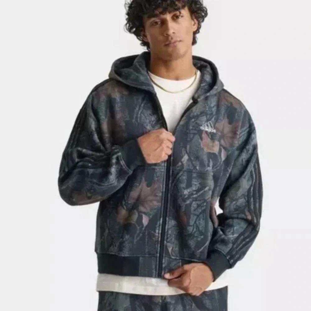 NEW Adidas Camo FZ‎ Full Zip Hoodie Jacket Mens M Track Top 3 Stripe JY2775
